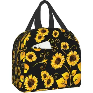 Sunflower Lunch Bag For Women Men Insulated Lunch Box Washable Lunch Container Cooler Tote Bag  Lunch Box Lightweight Meal Prep Box For Office Work Picnic Beach