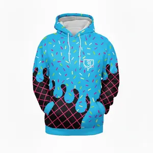 New Collection Drip Camo Baseball Hoodie | Ice Cream Street Style | All-Over Print Midweight Hoodie | Sporty Modern Flattering Unisex Fit