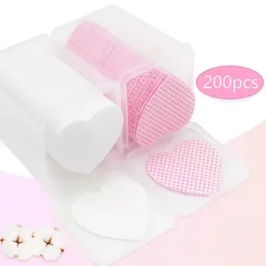 200 PCS Eyelash Extension Glue Wipes - Lint Free Non-Woven Fabric for Lash Extension Supplies, Nail Polish Remover and Makeup Remover Tool (PINK-WHITE)