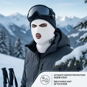 Full Face Ski Mask Balaclava - 3-Hole Knitted Winter Cover for Outdoor Sports Cold Weather Protection Warm Fleece Lining Comfortable Breathable Design Perfect for Skiing Snowboarding Hiking Cycling Running Motorcycle Activities