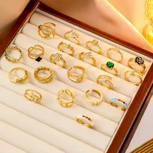 Women's Exquisite Shiny Zircon Ring Light Luxury High End Design Adjustable Open Band Simple Gold Plated Finger Ring For Daily Wear