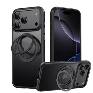 WWH 360° Mechanical Torque-Sound Rotating Stand Holder Magnetic Magsafe Phone Case For iPhone 16 15 14 13 17 Pro Max Plus 17Air 16E