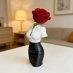 Minimalist 3D Printed Office Lady Sculpture, Business Casual Half-Body Figurine, Premium Desk Art Decor, Stress Relief Desk Accessory for Everyone