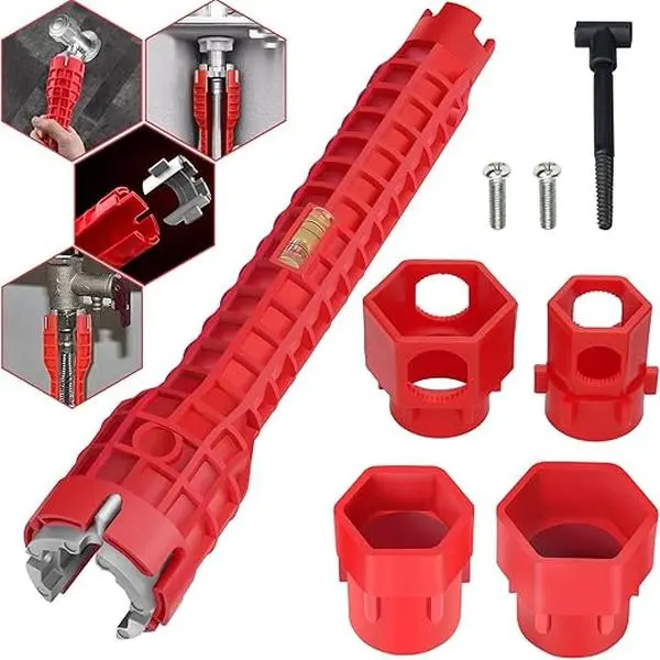 14-in-1 Multi-Functional Plumbing Wrench for Toilet, Sink, Bathroom, and Kitchen Installation and Maintenance — Ideal for Faucet and Pipe Repairs