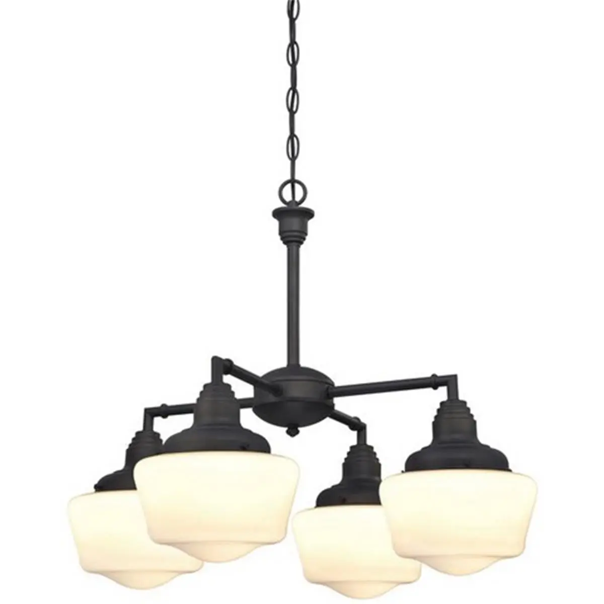 212 MAIN Westinghouse Scholar 4-Light Indoor Convertible Chandelier - White Opal Glass, Oil Rubbed Bronze Semi-Flush Ceiling Fixture, 120v