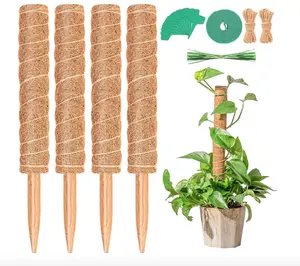 Moss Pole for Plants, 4 Pack Moss Poles for Climbing Plants, Monstera Coir Totem Pole, 15.8 Inch Moss Sticks for Plant Support, Indoor Potted Plants Train Creeper Plants Grow Upwards