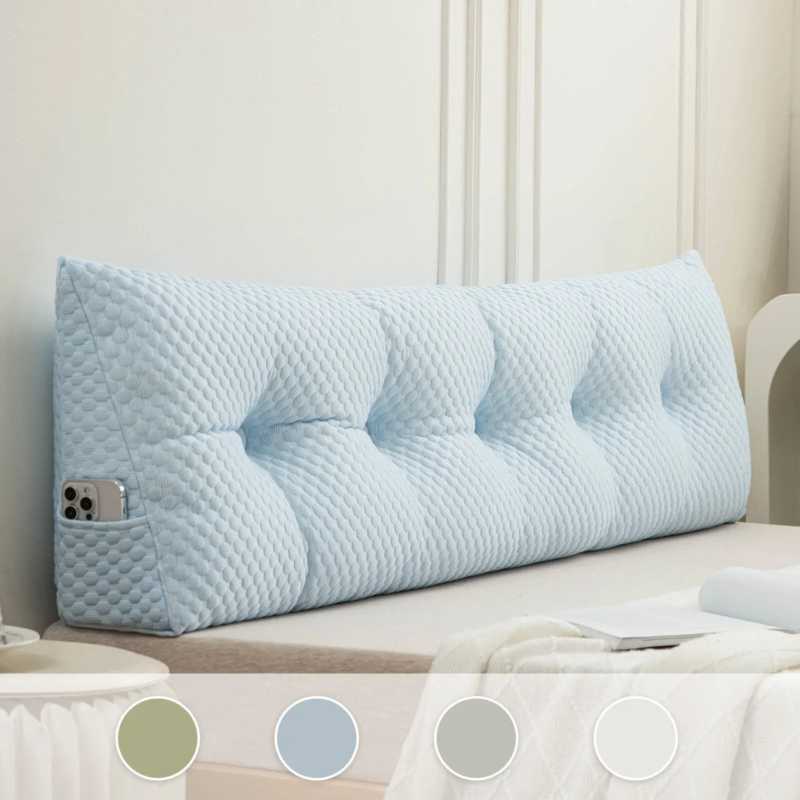 Cooling Multi-functional Triangular Bed Wedge Pillow Backrest Reading Pillow Orthopedic Memory Foam Contoured Support Cushion for Sofas and Beds