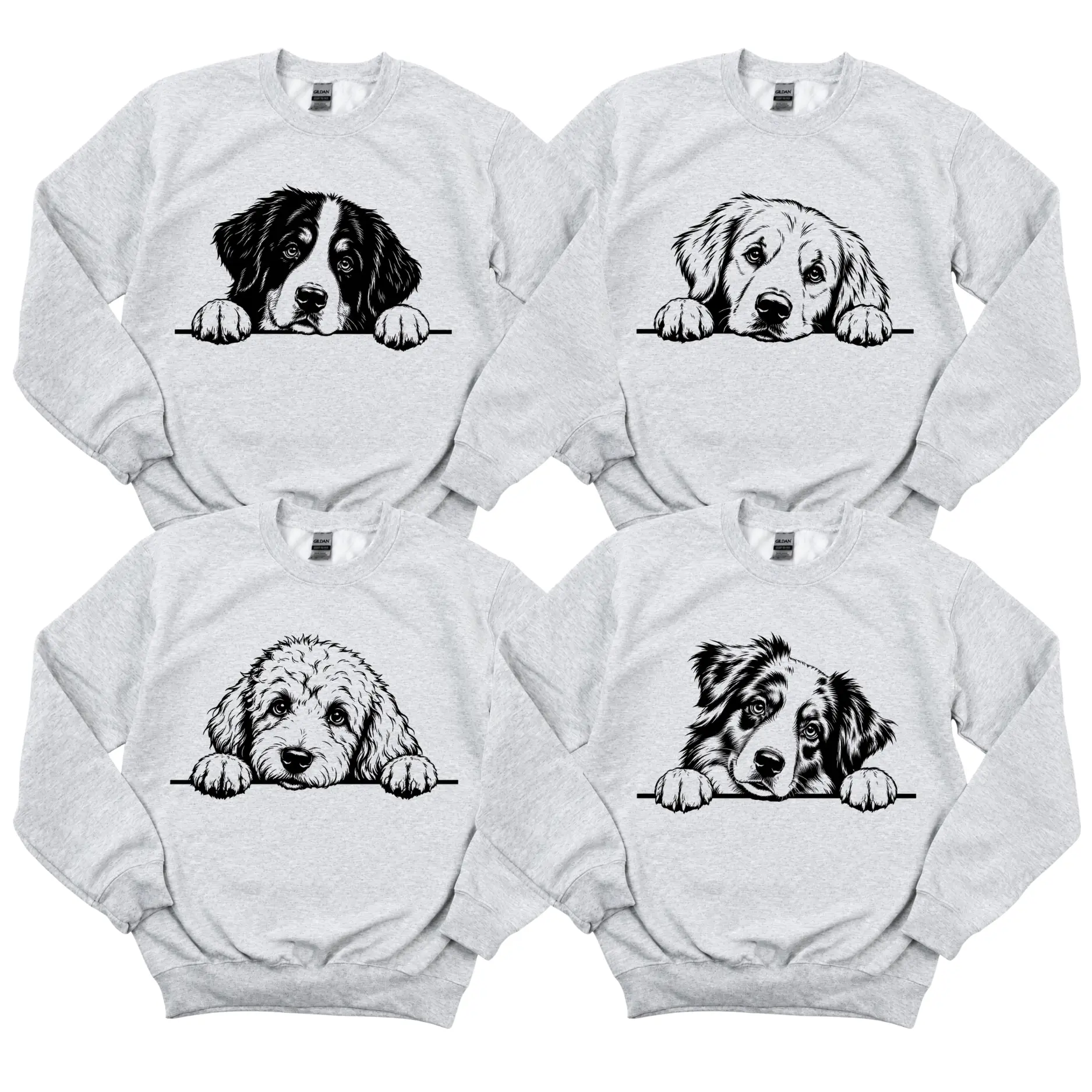 50+ Dog Breeds Lover Sweatshirt - Ash Grey, Dog Mom Graphic Sweater, Cozy Unisex Crewneck, Cute Pet Parent Pullover, Thoughtful Gift for Dog Owners, Casual Fall Winter Fashion - HARSIN