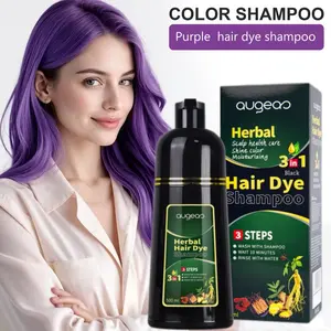 16.91oz Hair Dye Shampoo for Grey Hair, Natural Plant-Based Dye, Herbal Natural Hair Dye 3In 1- Dyeing And Washing Care, Non-Stick to The Scalp, Covering White Hair, Hair Dye Hair Color Shampoo Coloring in Minutes for Unisex（Purple）