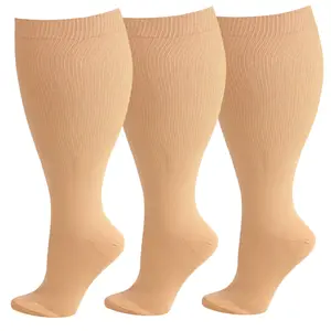 STANDWAY 3 Pairs Plus Compression Socks for Women & Men Circulation 15-20 mmHg is Best Support for Athletic Running,Hiking