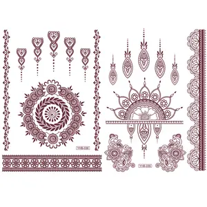 2-Pack Mandala Nail Flower Design Waterproof Temporary Tattoos for Women, Removable Floral Body Art for Festivals & Parties