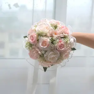 Realistic Rose Flower Bouquet, Wedding Engagement Bride Handheld Flowers, Maid of Honor Handheld Flowers, Wedding Decoration, Artificial Flowers Bouquet