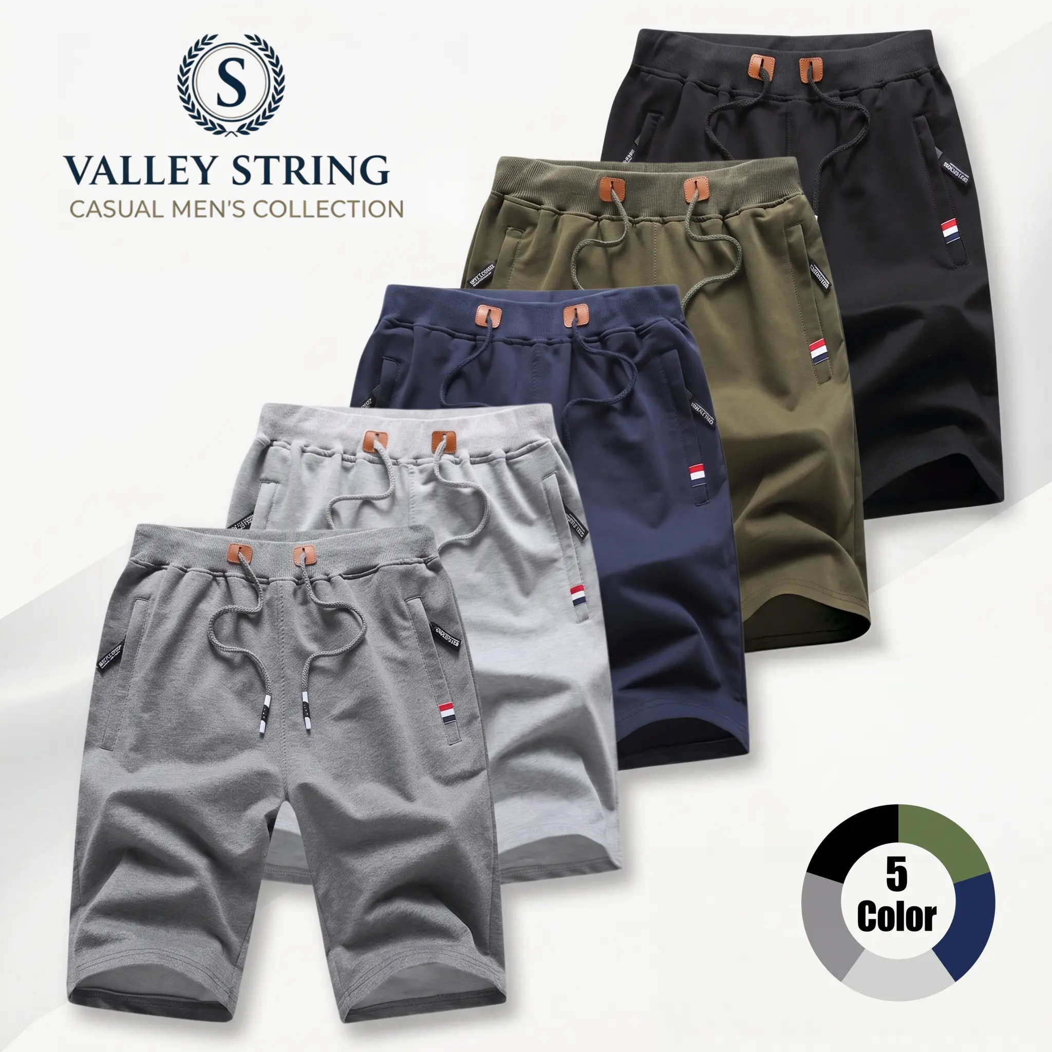Men’s cotton-blend athletic jogger shorts (mid-thigh length), men’s summer casual shorts, gift-ready shorts, loose fit with elastic drawstring waistband, suitable for everyday sports and home outings, available in multiple colors.