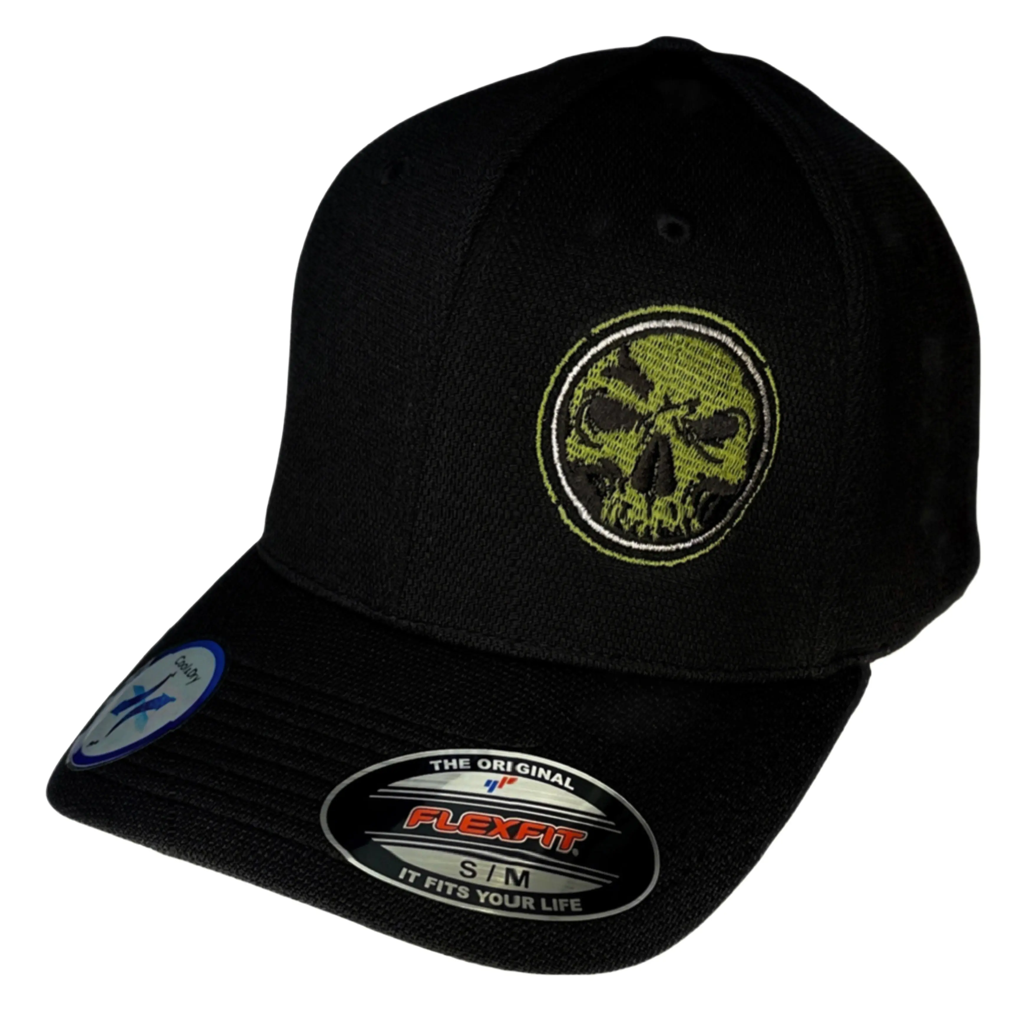 Flexfit "Never Fade" Black Hat - Military Green Skull Flexfit "Never Fade" Black Hat - Military Green Skull