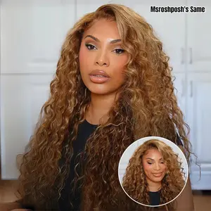 Wavymy Wear Go 7x5 Glueless Lace Honey Blonde Minimalist Water Wave Wig With Bleached Clean Knots 180% Density Bye-Bye Knots 100% Human Hair