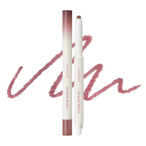 rom&nd Lip Mate Pencil - Dual-Tip Double-Ended Crayon-Like Color Pencil Makeup Lipliner, Smudge-Proof Matte Sculpting for Overlined Lips, Natural Contouring, Finger Brush, 0.5g Brown Lipliner, Brown Lip Liner Lipliner