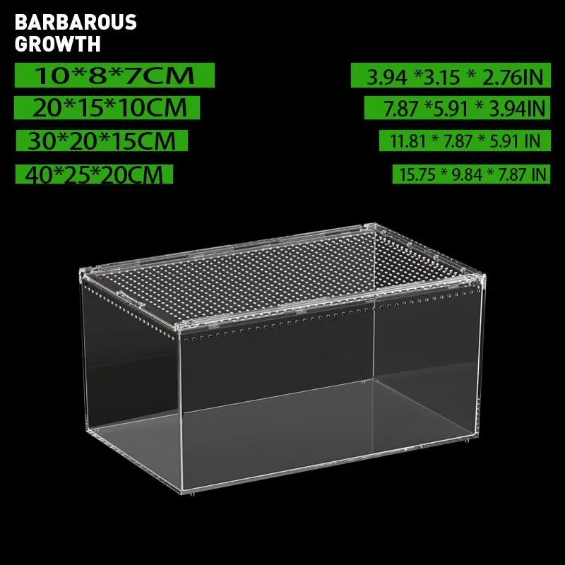 Acrylic Reptile Terrarium, Reptile Tank, Enclosed Magnetic Pull-Down Transparent Box, High Wall Enclosure, Ideal for Geckos, Lizards, Frogs, Snakes, Pet Enclosure