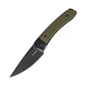 Kizer Mini Momo D2 Black G10+Olive Green V3663M2