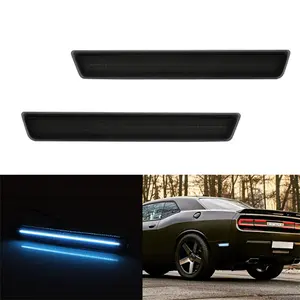2PCS Smoked Lens Ice Blue LED Rear Side Marker Lights ForDodge Challenger 2015 2016 2017 2018 2019 2020 2021 2022 2023 Replace OEM 68195788AB, 68195789AB, 68195797AB, 68195796AB, 68195788, 68195789, 68195797, 68195796 ﻿