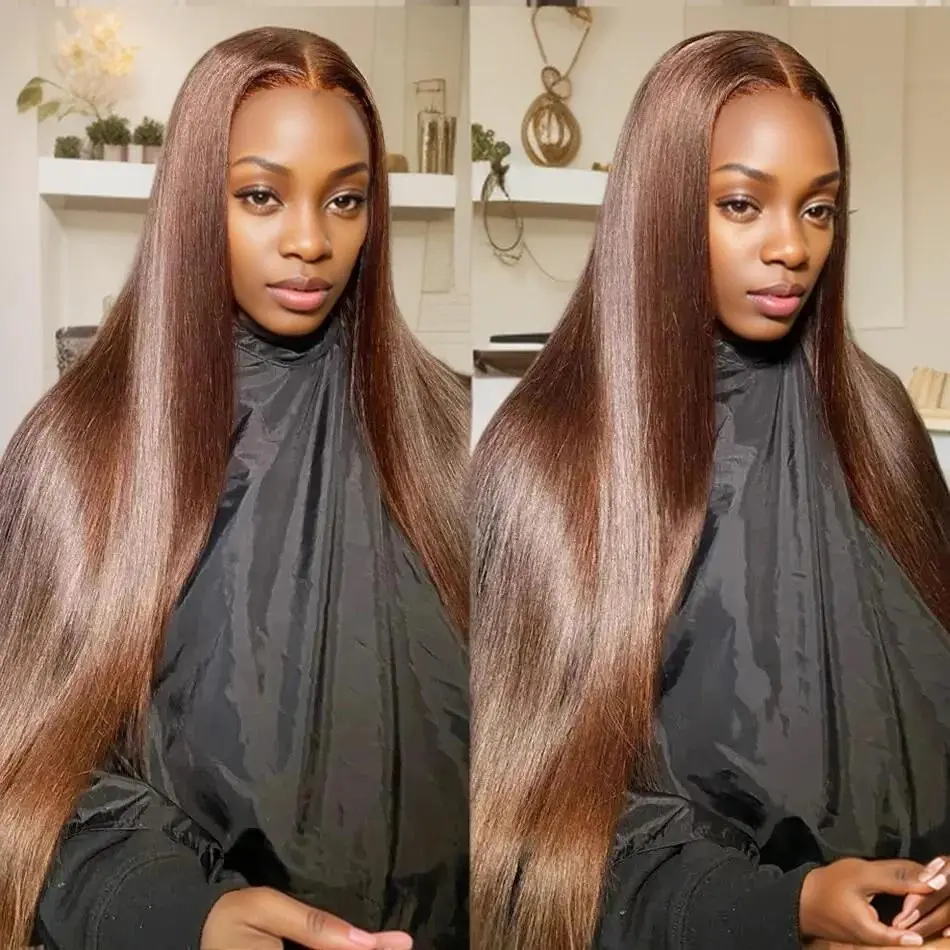 ITODAY 13X6  HD Lace Front Wigs Human Hair Wigs  #4 Brown Colored  13X6 HD Transparent Ginger Orange Pre Plucked Lace Frontal #27 Honey Blonde Human Hair Straight Wigs Honey Blonde Straight  Wigs