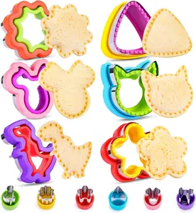 12 Pack Sandwich Cutter and Sealer Set Uncrustables Maker Crustable Bread Decruster DIY Cookie Stamps  Colorful Plastic Steel Fruit Kids Stainless Sturdy