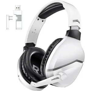 STANDARD GOODS Wireless Gaming Headset with Noise Canceling Microphone For PS5,PC,PS4, 2.4G/Bluetooth Gaming Headphones with USB and Type-c Connector, Wired Mode For Controller,Gamecube