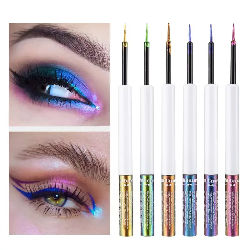 6pcs Multichrome Liquid Eyeliner Set, Multicolor Chameleon Pens with Lightweight, Long-Lasting Waterproof Formula & Flexible Tip for Metallic Shimmer Cosmetic Makeup