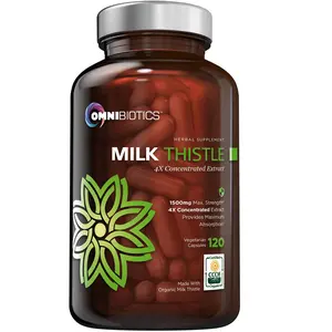 OmniBiotics Organic Milk Thistle 1500mg – 4X Concentrated Liver Cleanse & Detox – Max Strength Silymarin for Gallbladder Health – 120 Veggie Capsules – Organic & Non-GMO
