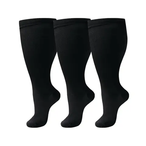 Women's Extra Wide Calf Compression Socks (3-Pair, 20-30 mmHg) - Sports Fit Socks, Breathable, No Roll-Down, Durable, Muscle Soreness Aid, Ideal for Running Recovery, Classic Halloween, Fantasy, Celebrity, Cartoon Character