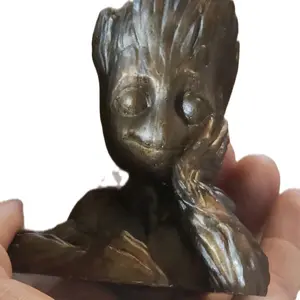 Handmade Groot Figure - Unique Bronze Design with Expressive Features and Textured Finish