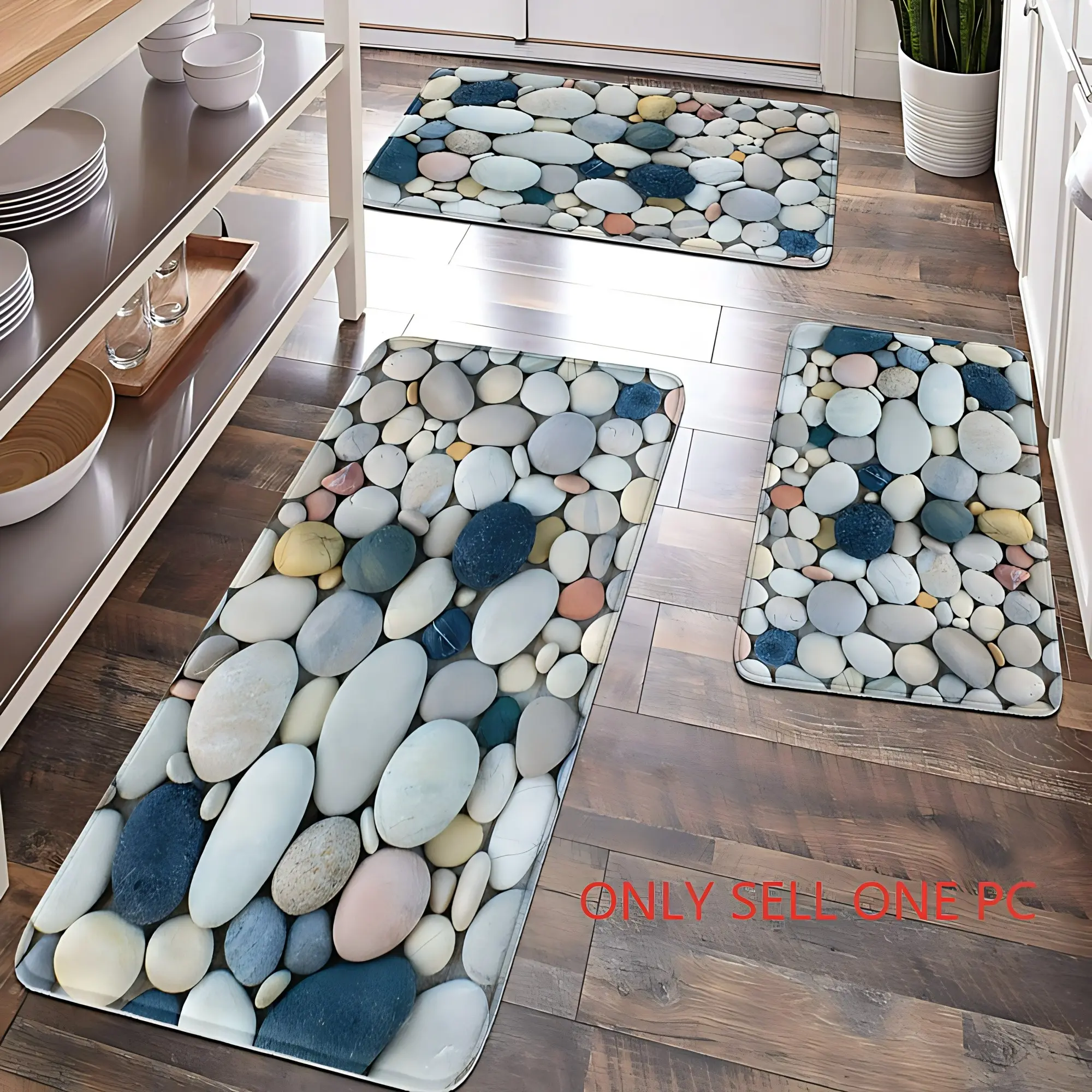 Popular Choice 1pc, home decoration, bathroom floor mats, bathroom anti-slip mats, Bathroom decorative mat, kitchen decoration, kitchen floor mats, colored pebble pattern mats, Bohemian theme mats, soft and comfortable