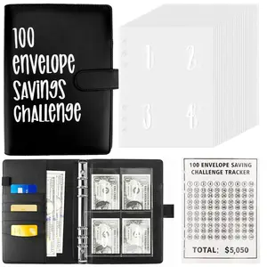 100 Envelopes Money Saving Challenge - A5 Money Saver Budget Binder Book, Savings Challenge Planner with Cash Envelopes and Numbers, 100-Days of Easy and Funny Ways to Save $5,050 Cash Envelope Challenge Binder, Pink