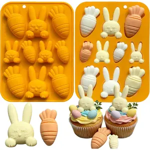 2-Pack Easter Bunny Carrot  Mold,  Easter  Molds Carrot Candy Ice Mold  Grade Non-Stick  Molds for Candy, Jelly, Fondant, , Candle Making