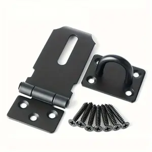 Security Hasp Lock Set with Mounting Screws, Safety Door Clasp Latch, Padlock-Ready Hinge Lock for Gates, Cabinets, Chests, Locking Hinges, Locking System
