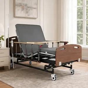 ARCH Full Electric Adjustable Bed Frame Combo (Twin XL, Chocolate) - Sturdy Modern Bedframes Twin with Mattress, MDF+Iron Frame, 3-Function Hospital/Home Care Bed, Remote, IV Pole, Guardrails, Lockable Casters, 83"x42.5", FDA Approved