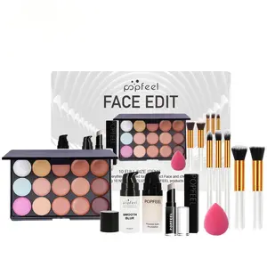 10-Piece Full Face Makeup Gift Set, 15 Color Concealer Palette, Moisturizing Foundation, Smooth Primer, Travel-Friendly Cosmetics, Cosmetics Kits, Makeup Bundle Box