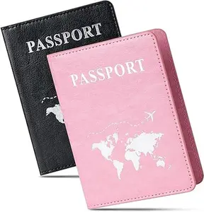 2-Piece Passport Holder Set, Ultra-Slim PU Leather Passport Wallet Cover for Women and Men