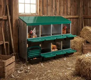 Chicken Nesting Box, 8/10 Compartments Roll Away Eggs Laying Boxes, Cleanable Pull Out Hen Roosting Boxes, Durable & Easy to Install