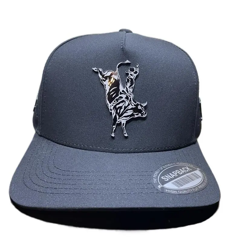 Nuevo Imperio Bold Mexican Bull Rider Adjustable Snapback Hat - Black Cowboy Flat Brimmed Cap, Mens Rodeo Headwear, Cowboy Snapback, Mens Hats, 3D Bull, Graphic, Flat Bill Hat, Animals
