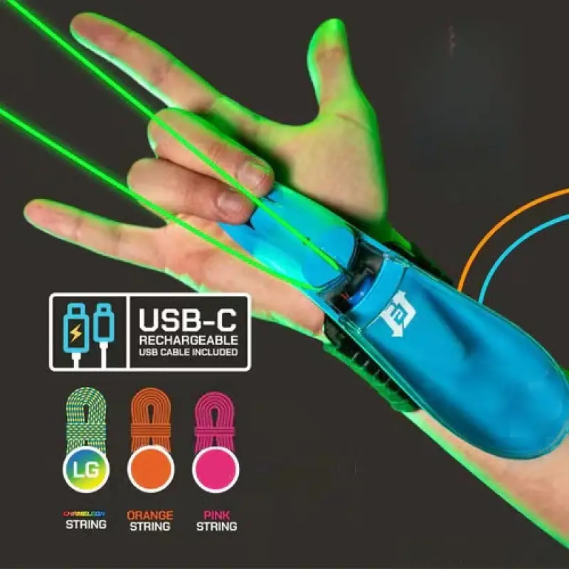 Glow-in-the-Dark Superhero Webshooter String Launcher Toy, 3 Rope Colors, Reloading Function, Durable Viral Web-Shooting Action for Kids, Party Bag Gift for Festive & Home Supplies