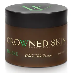 Crowned Skin Empire Body Butter Cologne - Smoky Citrus Musk, Lavender & Lemon Fragrance, Daily Moisturizers for Soothing & Sensitive Skin, 4.4 oz