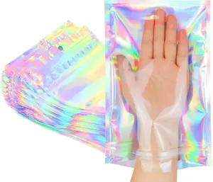 Smell Proof Bags & Resealable Foil Pouch Mylar Sample Bag Great for Party Favor Food Storage (Holographic Color) (50pcs-6x9 inch)