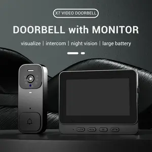 Wireless Smart Video Doorbell, Wireless Smart Video Doorbell Intercom - 4.3" Screen, Night Vision Function, No Subscription, No Application, No Wireless Network, Visitor Monitoring, Wall Mounted Doorbell