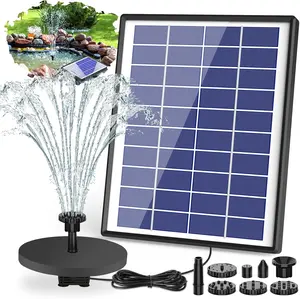 AISITIN Solar Fountain Pump Built-in 1500mAh Battery, Bath Fountain with 6 Nozzles, Solar Floating Water Fountain Pump for Bird Bath, Fish Tank, Pond, Garden and Outdoor (6.5W)