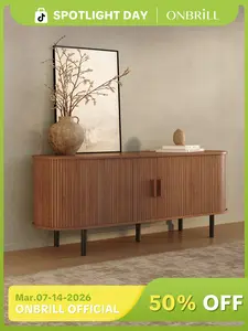 【Sliding Doors Design】ONBRILL 55"/63" Gorgeous Fluted TV Stand for TVs up to 60/70 Inch, Modern Entertainment Center with Power Outlet & Adjustable Shelves Storage for Living Room, Media Console,Bedroom Furniture,Christmas Gift