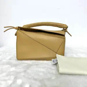 Pre-owned Loewe Puzzle Geometric Handbag with Woven Handle, Serial N21429155