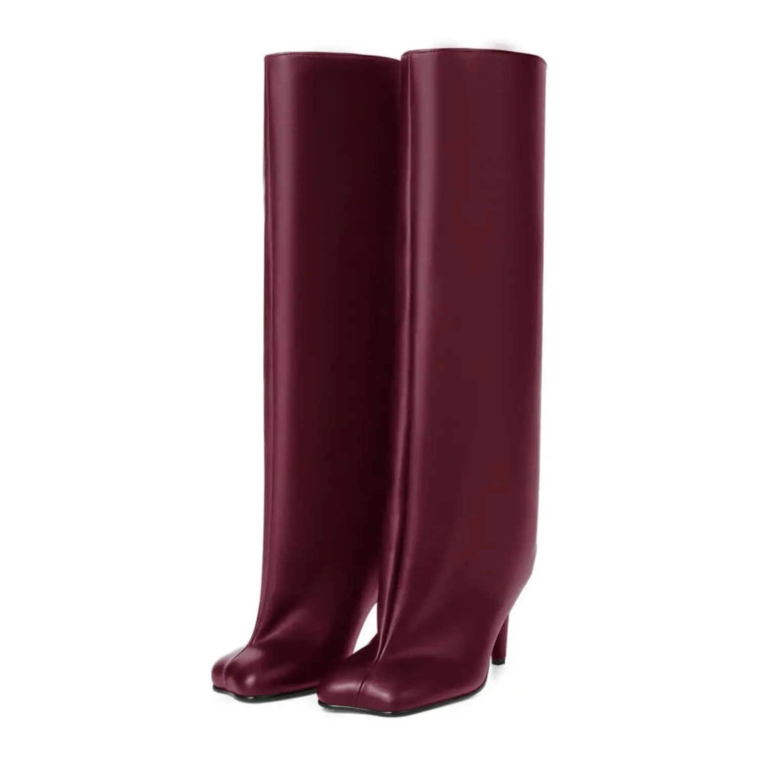 SOVANYOU Women's Knee-High Boots, Faux Suede Wide Calf Design, Square Toe High Heel, Slim Stiletto Short Boots, Thigh-Length, Fashionable Casual and Cute Y2K Style