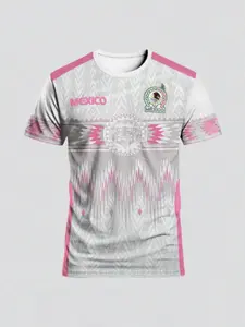 New Mexican style men's football jersey and crew neck comfortable breathable fabric sports top Athletic Tops Stylish Jersey suitable for games, football training and casual everyday wear, printed logo