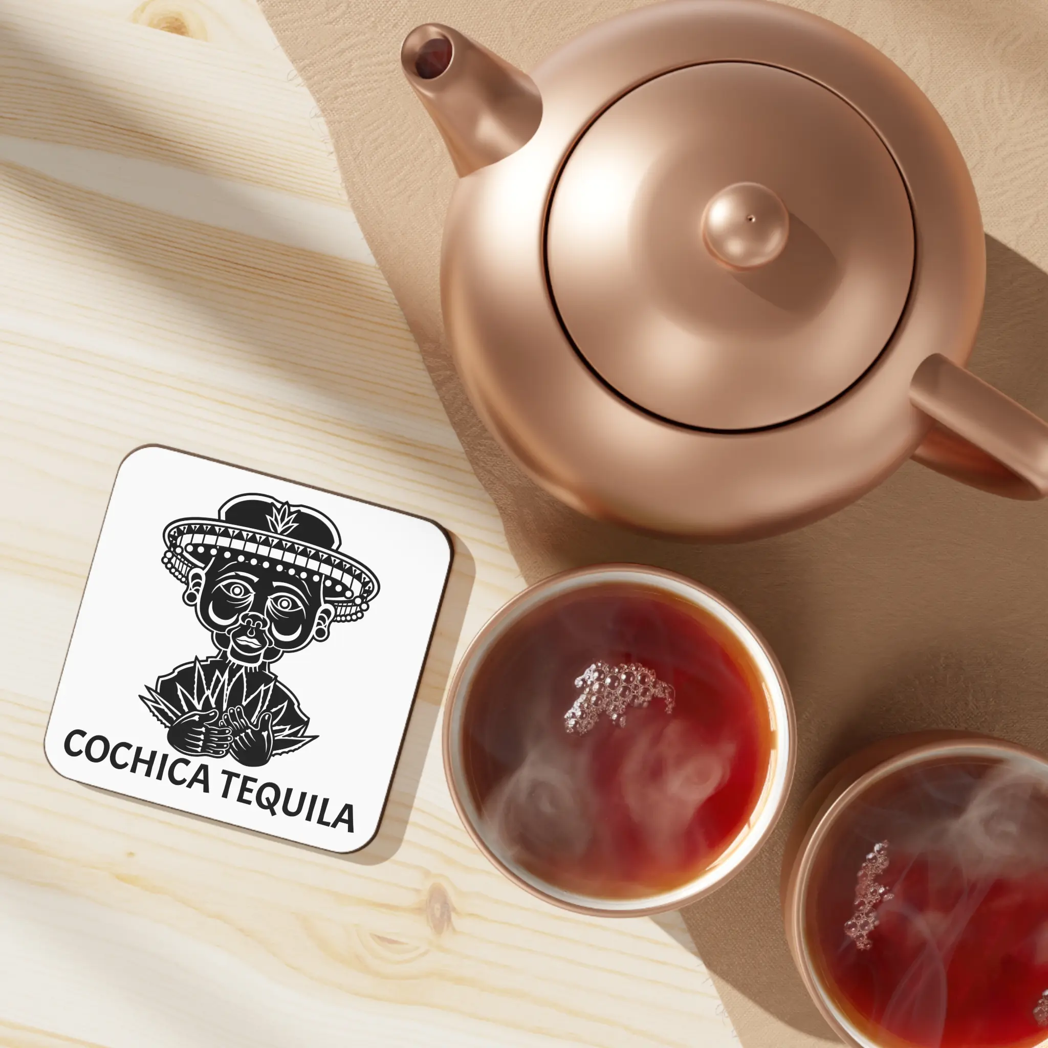 Cochica Tequila Skeleton Sombrero Coaster | Hardboard Back Coaster