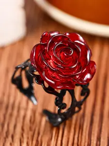 1 Piece Women's Punk Rose Design Ring, Vintage Adjustable Hollow out Featured Ring, Elegant Glittering Ring, Fashionable Jewelry for Party & Daily Decoration for Girls & Women